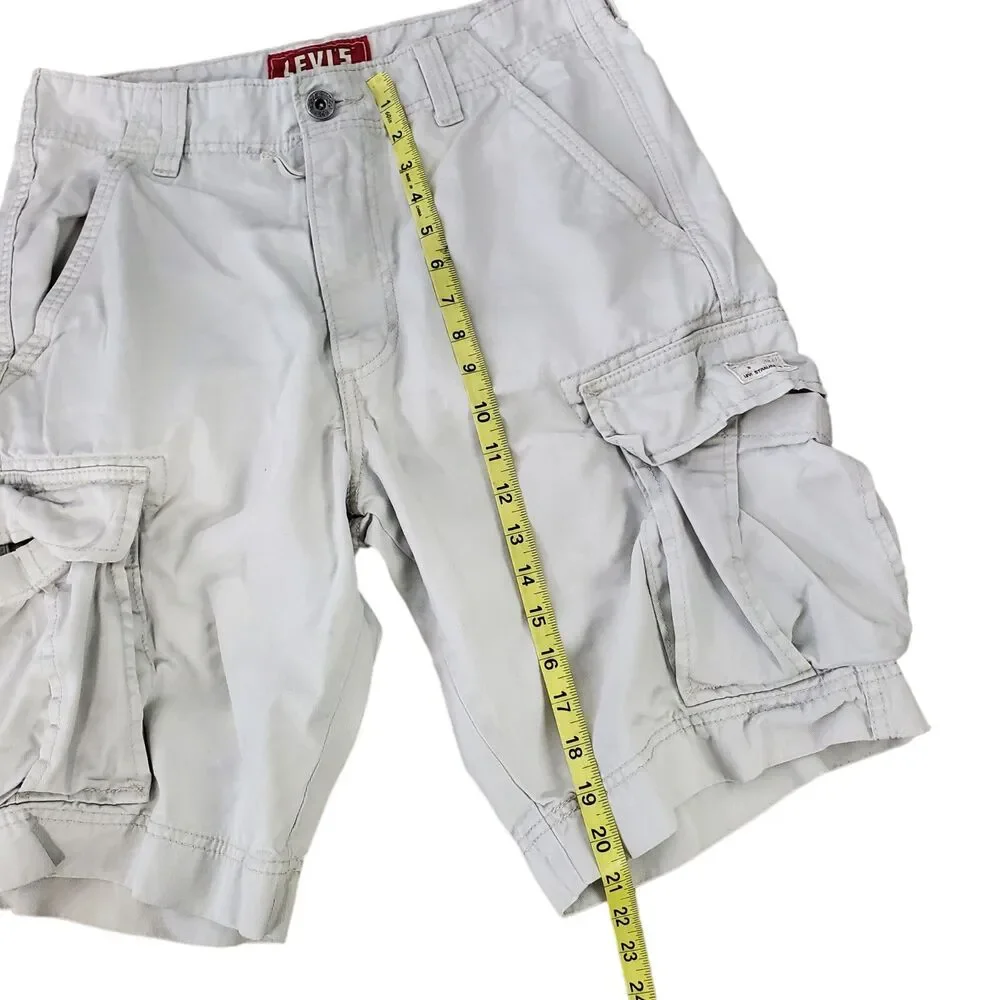 LEVI'S Shorts Mens 34 Beige Cargo Utility Flap Pockets Casual Outdoor Hiking